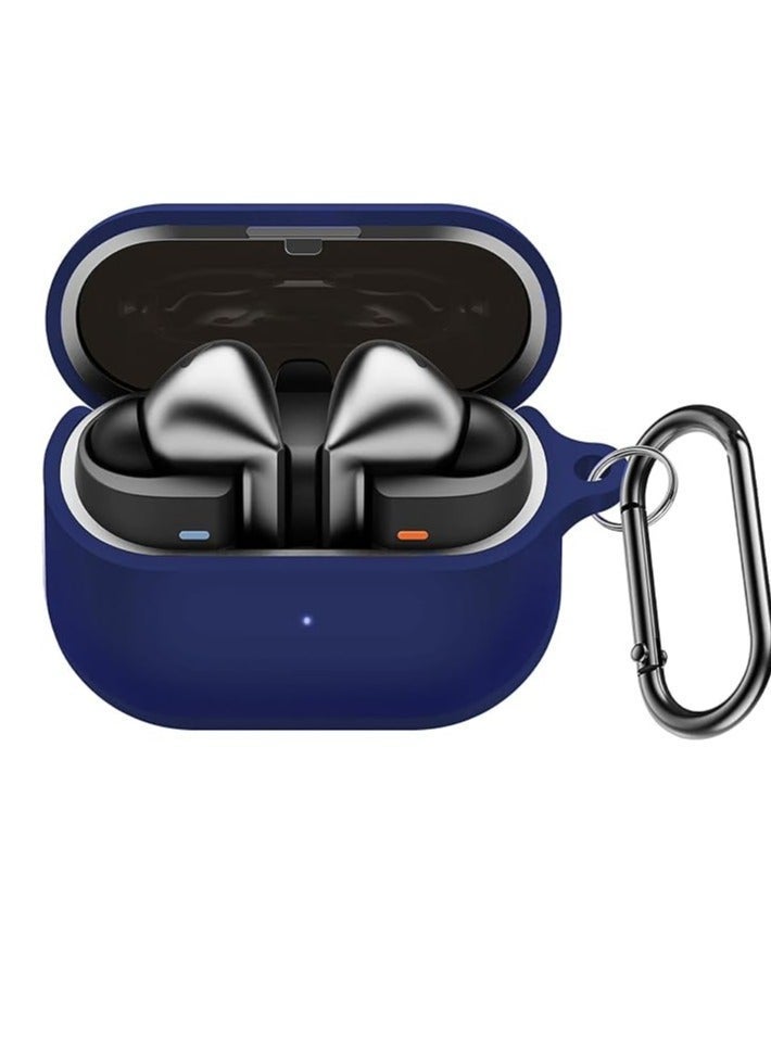 جراب سيليكون متوافق مع Samsung Galaxy Buds 3 Pro، حماية كاملة، جراب واقٍ مقاوم للصدمات مع حلقة تثبيت لـ Galaxy Buds 3 وGalaxy Buds 3 Pro (أزرق) - Image 2